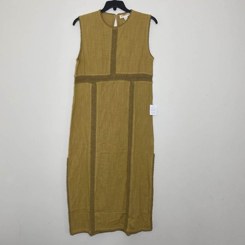 Maurie & Eve Dress Womens Run With Me Brown Crocheted Maxi Boho Lagenlook Size 6